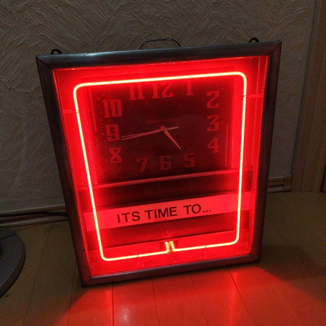 1930's/40's アールデコ レッド ネオン クロック