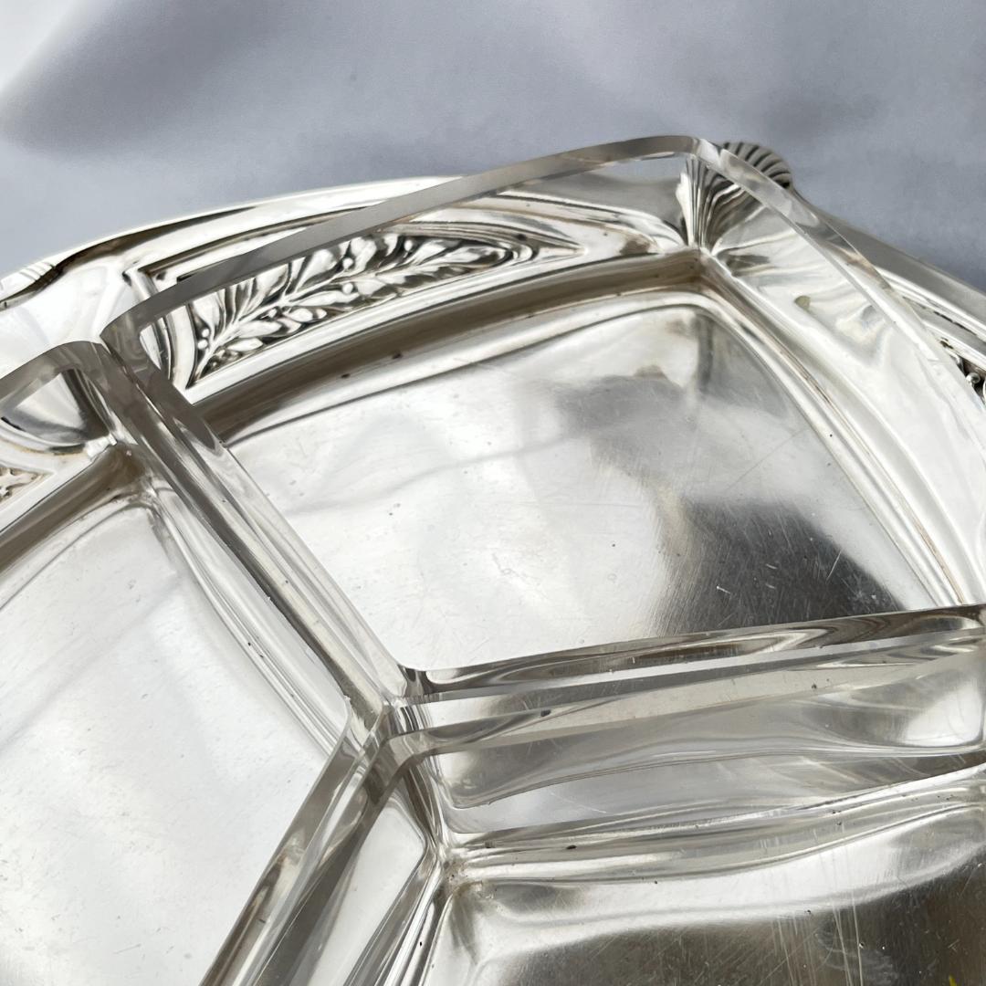 【英国】オードブルプレート【シルバープレート / ガラス】セパレート