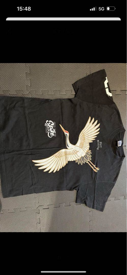 鶴グラフィック 黒 Tシャツ　KRAZY BEE ヒョウ柄 格闘技用ショーツ