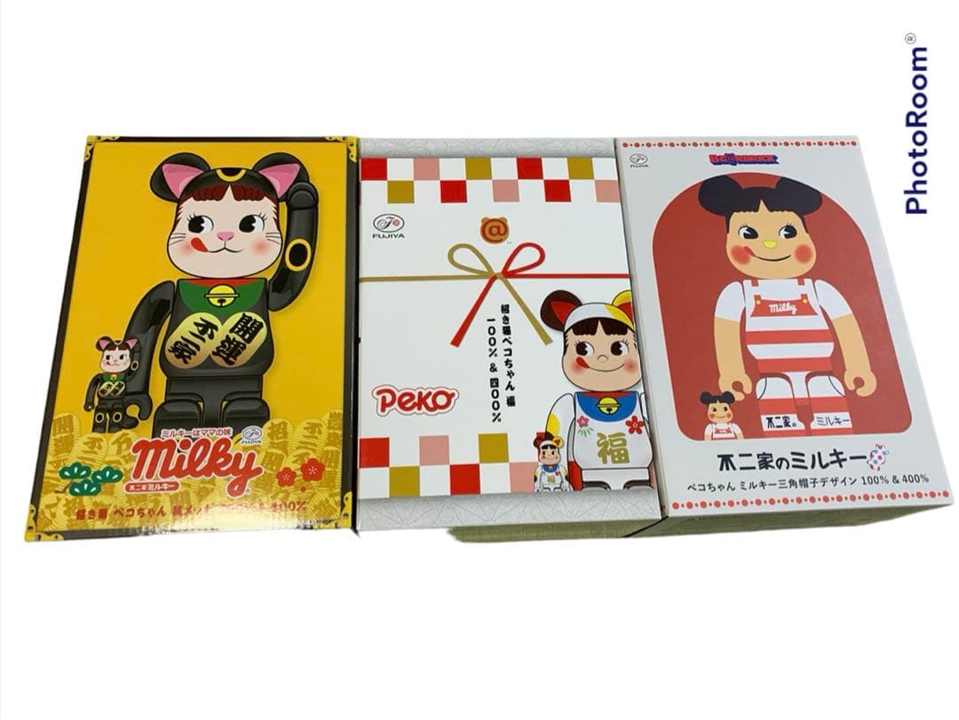 BE@RBRICK 【3セット】招き猫 ペコちゃん 100%&400%