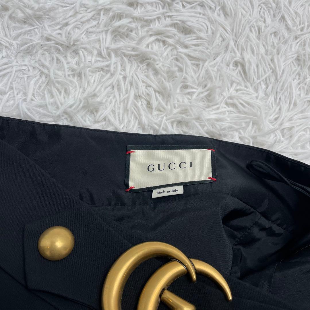 【美品】GUCCI グッチ GGマーモント ロゴ スカート 38 ブラック