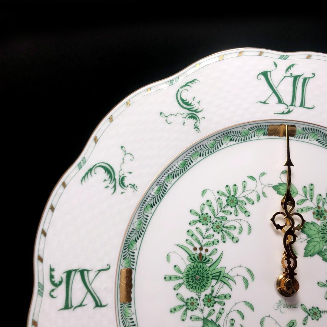 【未使用・箱付き】ヘレンド／インドの華 ウォールクロック 金彩