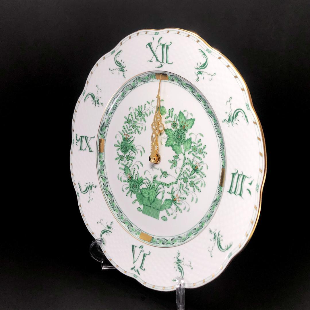 【未使用・箱付き】ヘレンド／インドの華 ウォールクロック 金彩