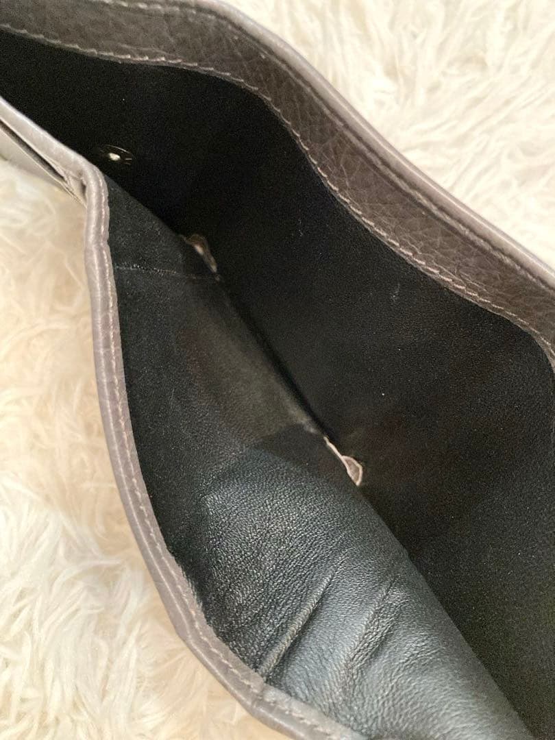 【美品】HIROFU センプレ　レザー　三つ折り財布 ダークグレー