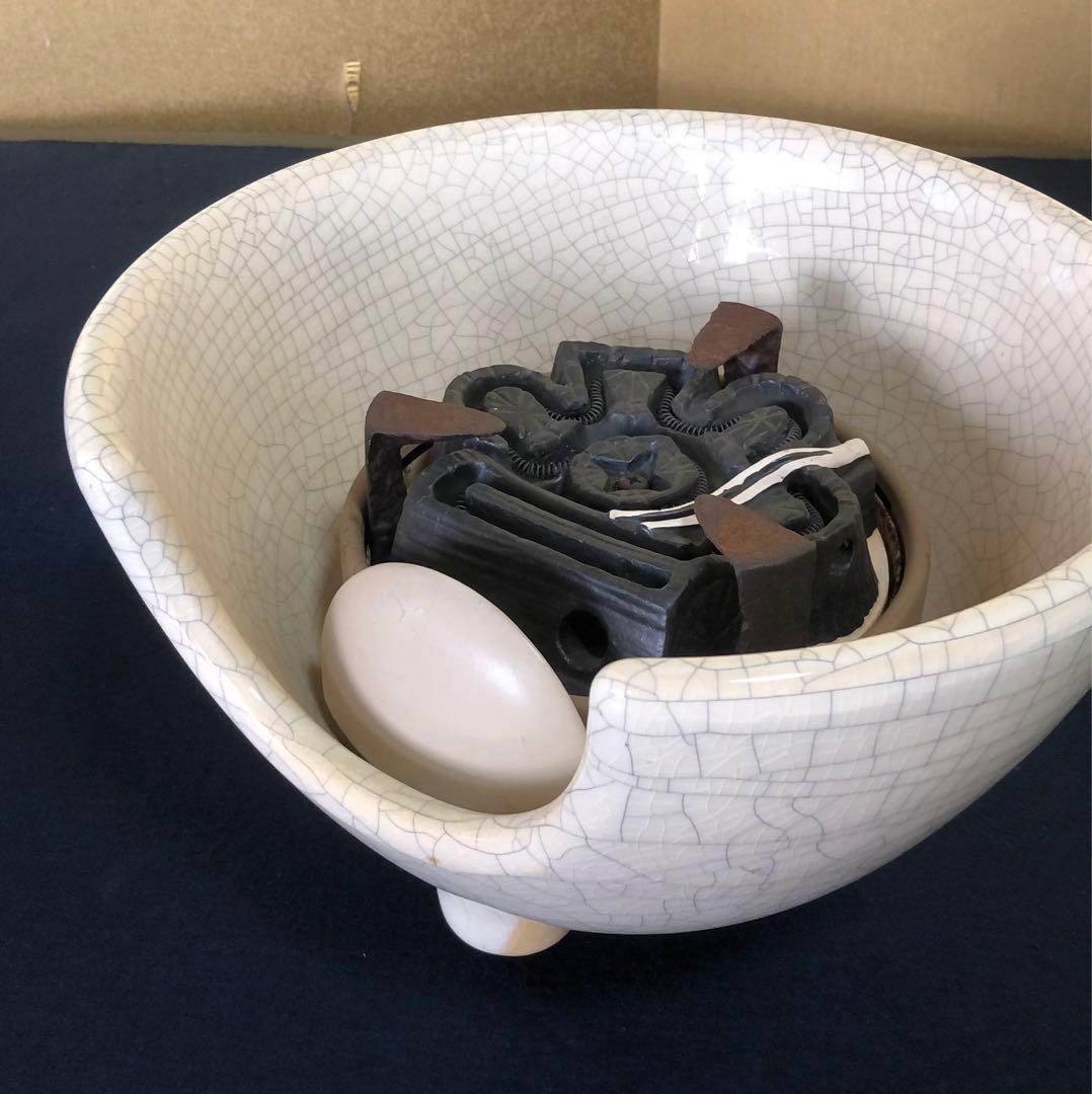 《R》茶道具 野々田式 風炉型電熱器 白さつまB 小板付 元箱 260120き5