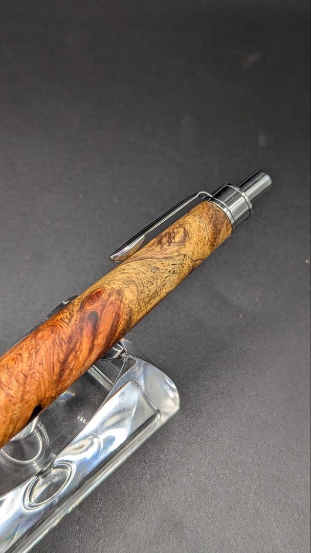 227ペン工房翌檜　花梨　紅白　源平　瘤杢　木軸シャーペン　ボールペン