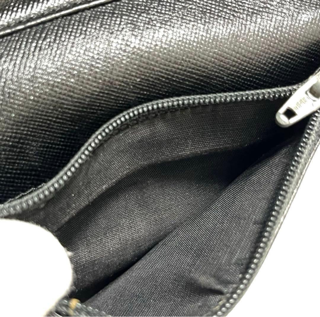 PRADA プラダ◆黒ブラック◆折財布◆三角ロゴ ◆フルレザー