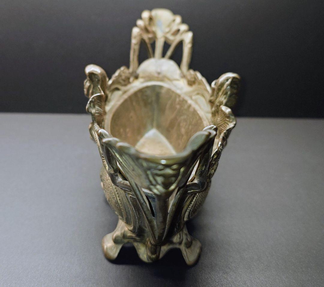 真鍮製アンティークジャルディニエール　アールヌーボーデザイン