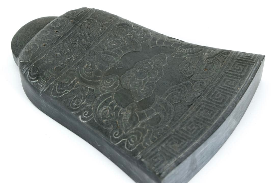 中国硯 鐘形 端渓硯 彫刻 文房四宝 古硯 石硯 木箱付 書道具 古美術 骨董品