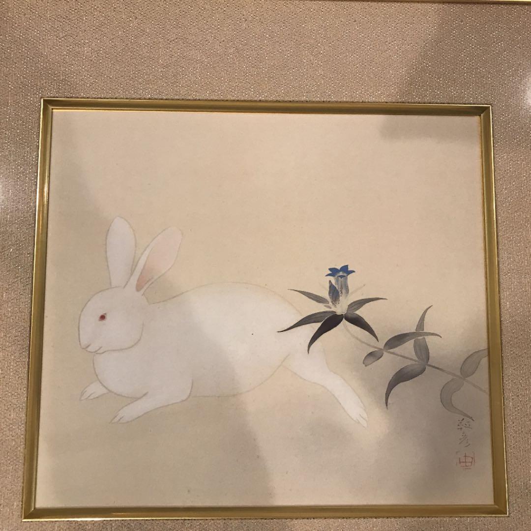 兎　絵画　色紙