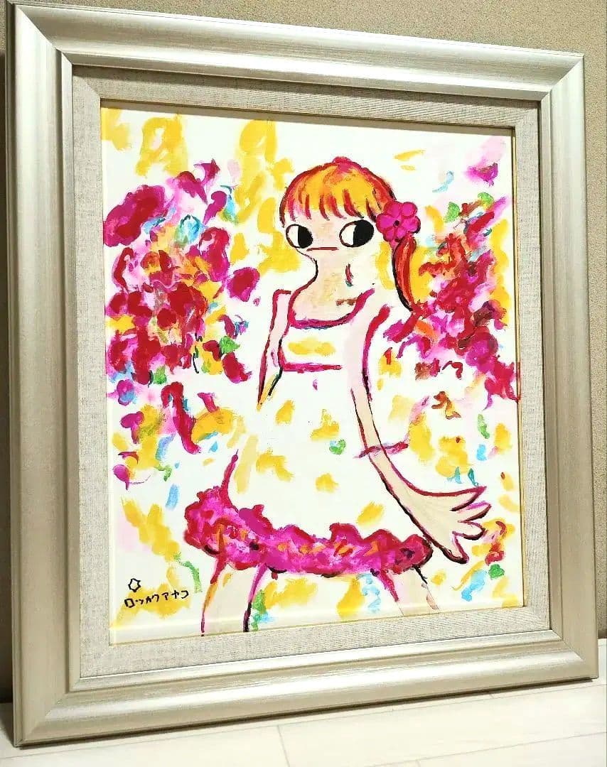 ［F8号］ロッカクアヤコ　肉筆保証/手描き作品/表裏サイン有/油彩/アクリル
