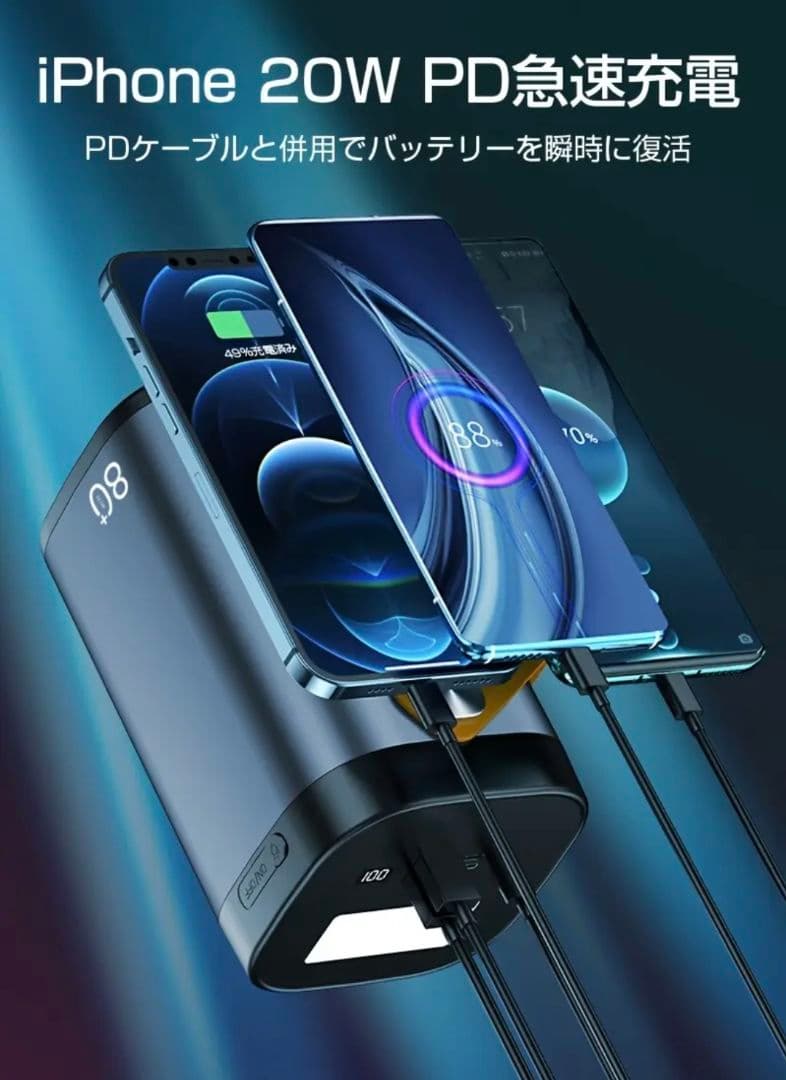 パワーバンク バッテリーバンク 災害備蓄 80000mAh 急速充電 シェア充電