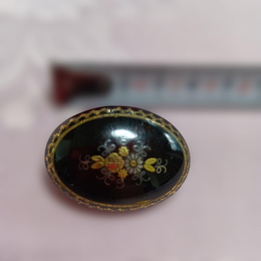 アンティーク象嵌ブローチ　花模様