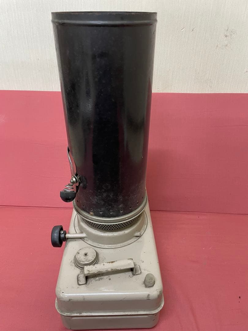 未動確品 昭和レトロ 金属製ストーブ 圧力計付き ブラック グレー