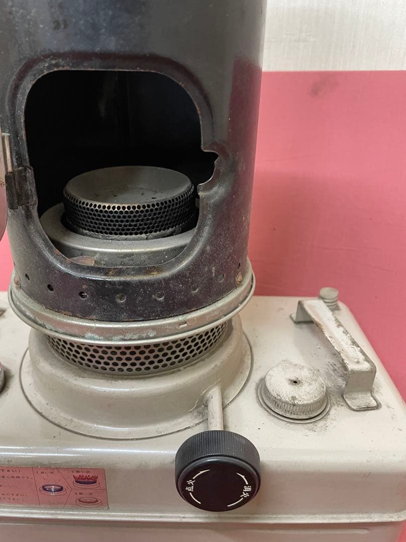 未動確品 昭和レトロ 金属製ストーブ 圧力計付き ブラック グレー
