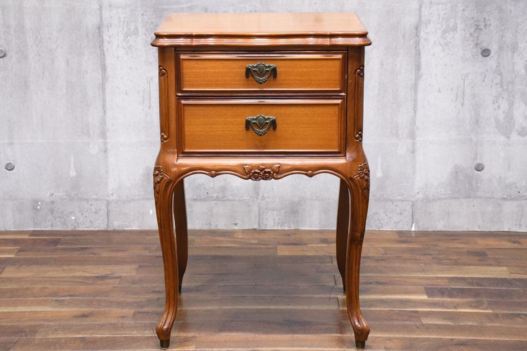 EDK101 フランスミラー 猫脚 レリーフ コンソールチェスト ランプテーブル