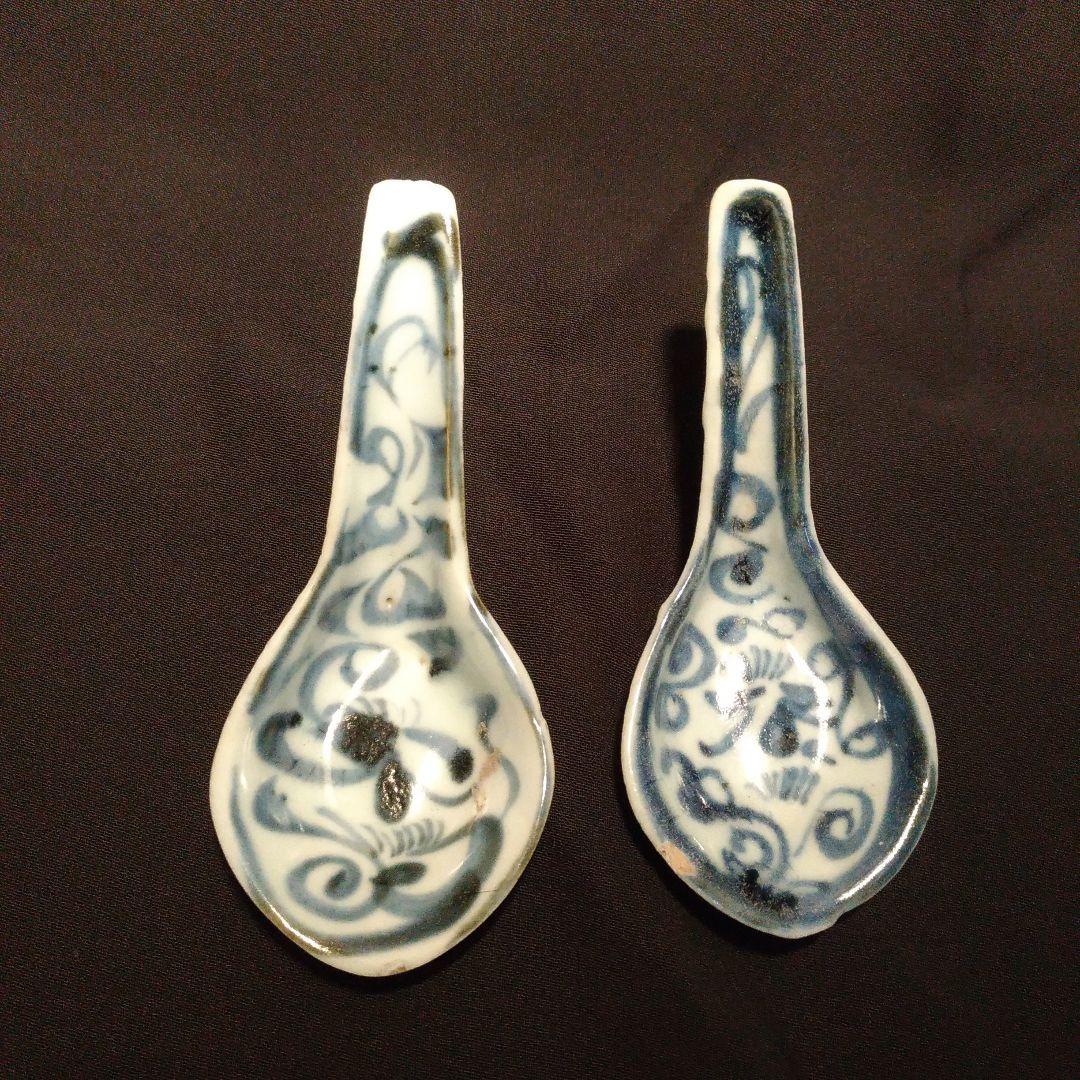 清朝 蒼花唐草 染付 散蓮華