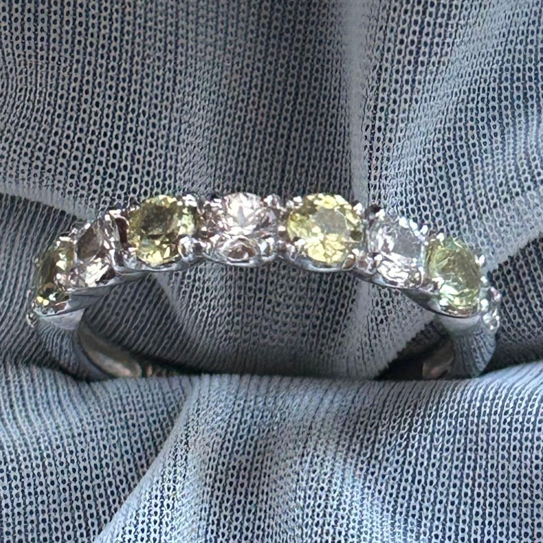 マリ　ガーネット　ホワイトトパーズ　ハーフエタニティ　リング　指輪　K18