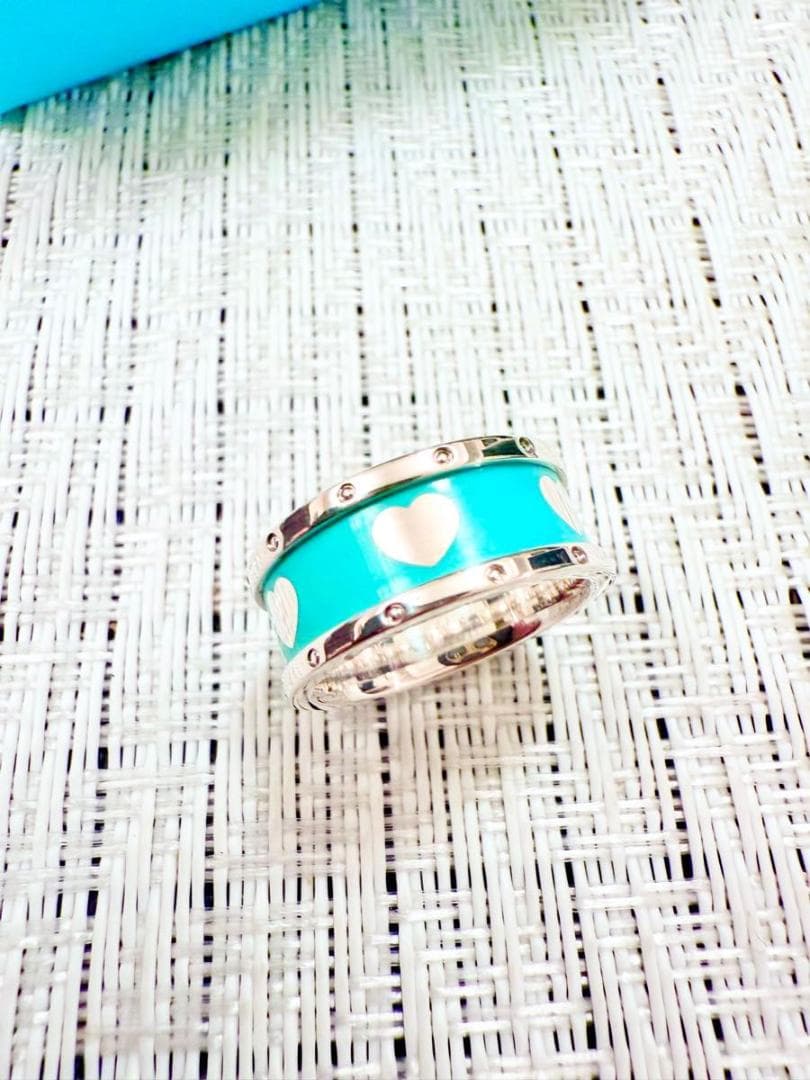 あーぽんさん専用　9号 ティファニー ハート エナメル リング 緑 SV925