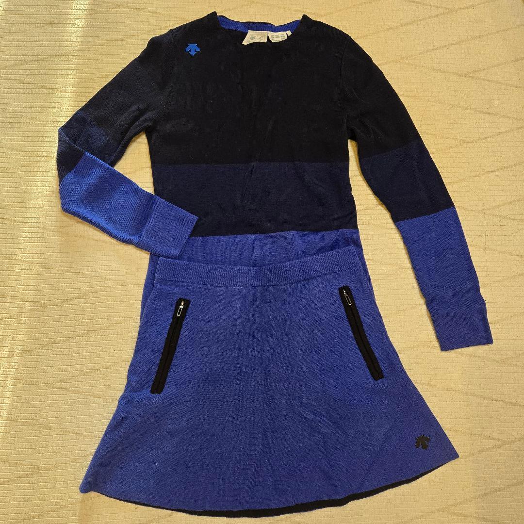 〖デサントゴルフ〗ニットセットアップ セーター ネイビー 青 ボーダー