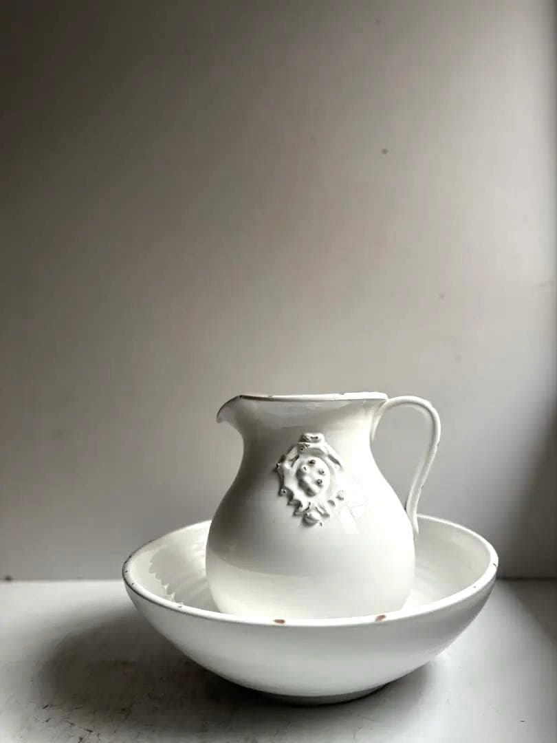 795 フランスアンティーク 雰囲気あるピッチャー&ボウル 蚤の市購入 パリ