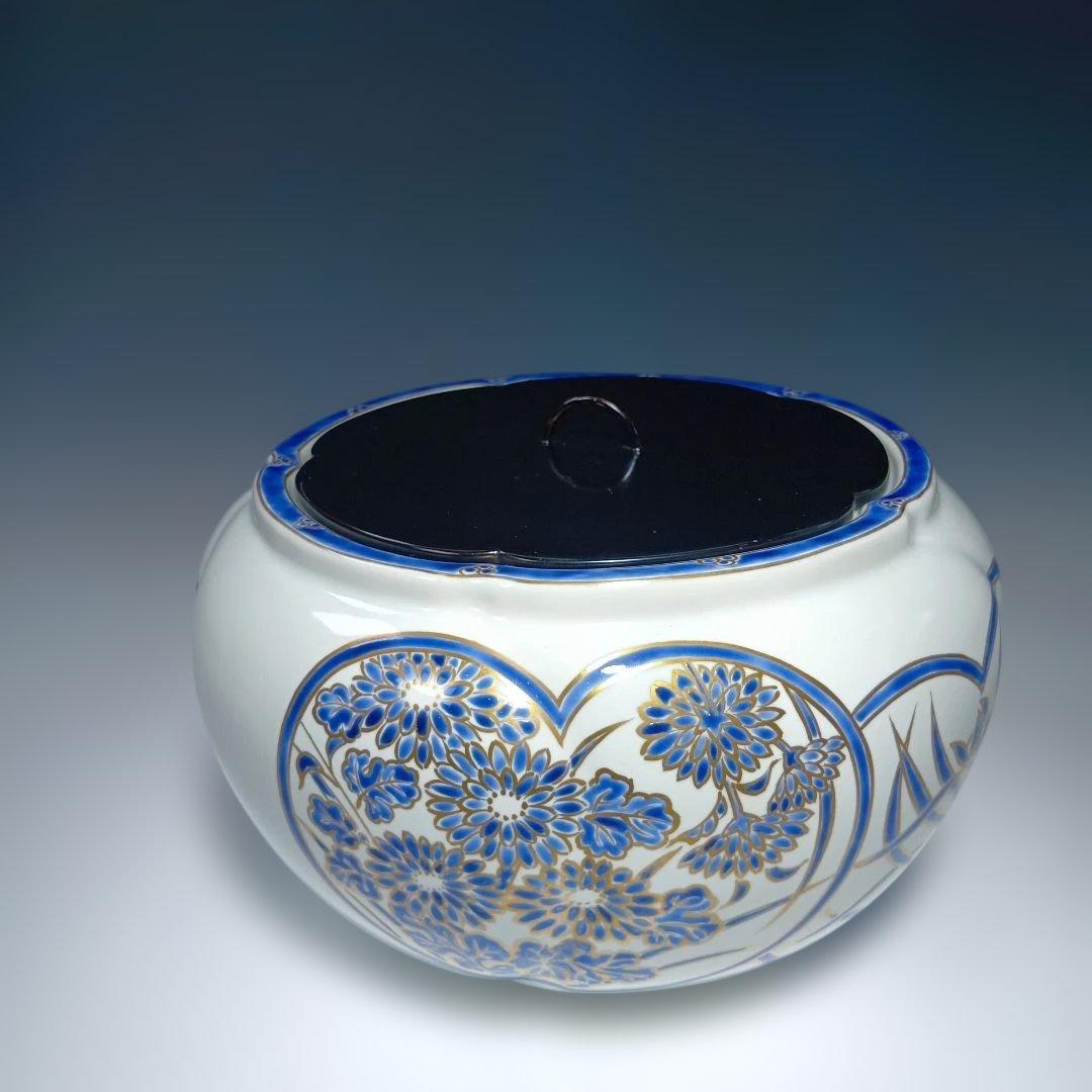 茶道具　金彩捻梅　水指　祥堂造　 共箱