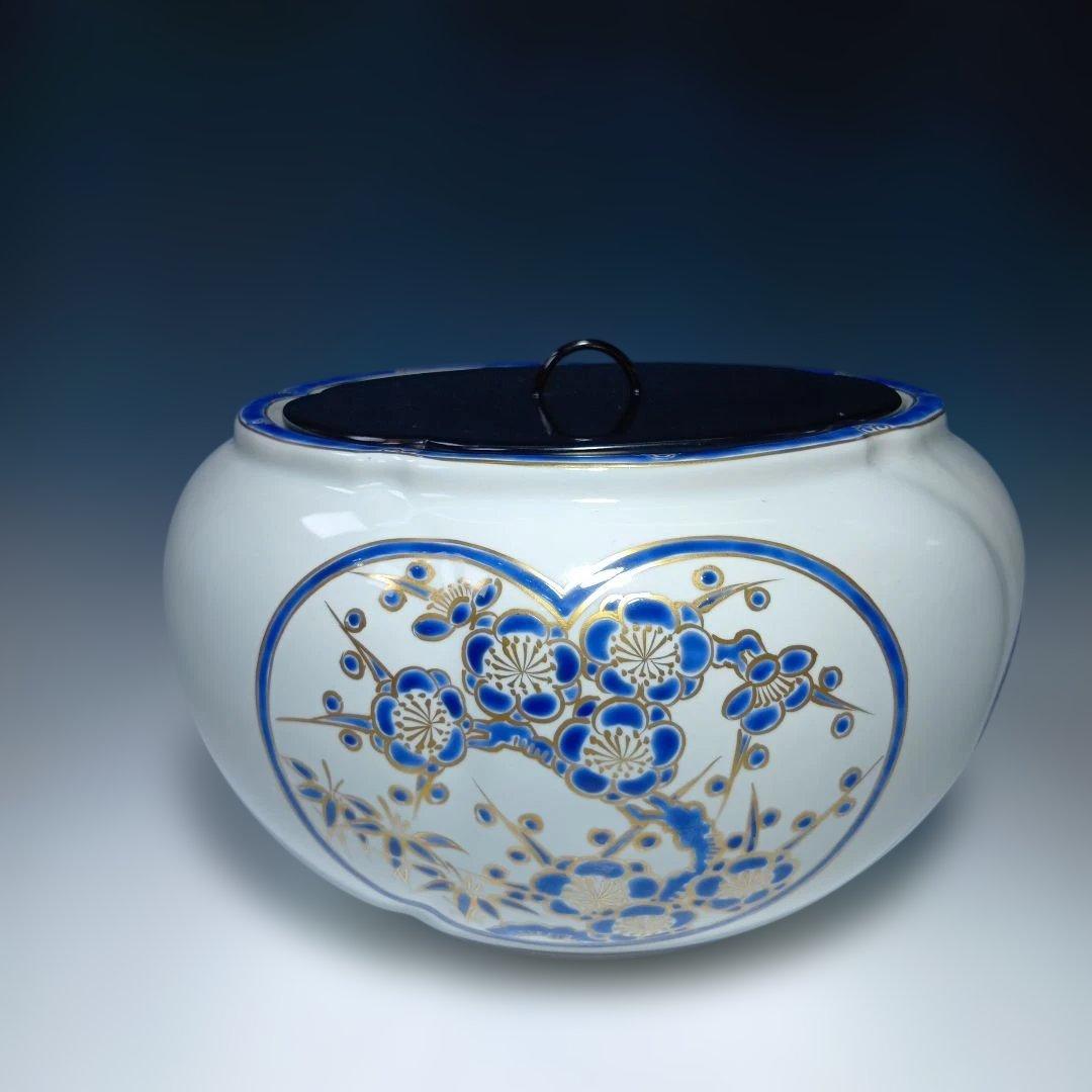 茶道具　金彩捻梅　水指　祥堂造　 共箱