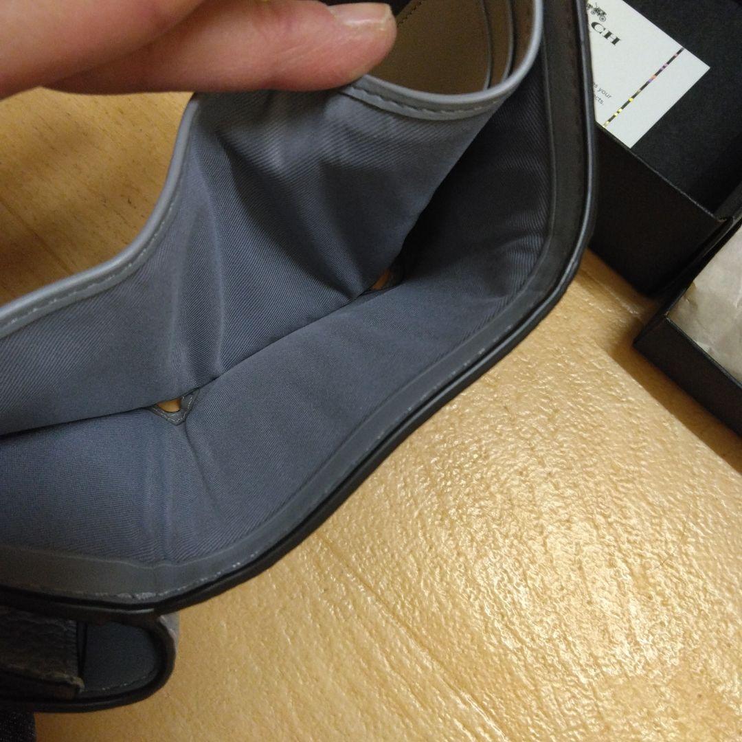 新品未使用　箱付き　コーチ　ミニトライフォールドウォレット　三つ折り財布　グレー