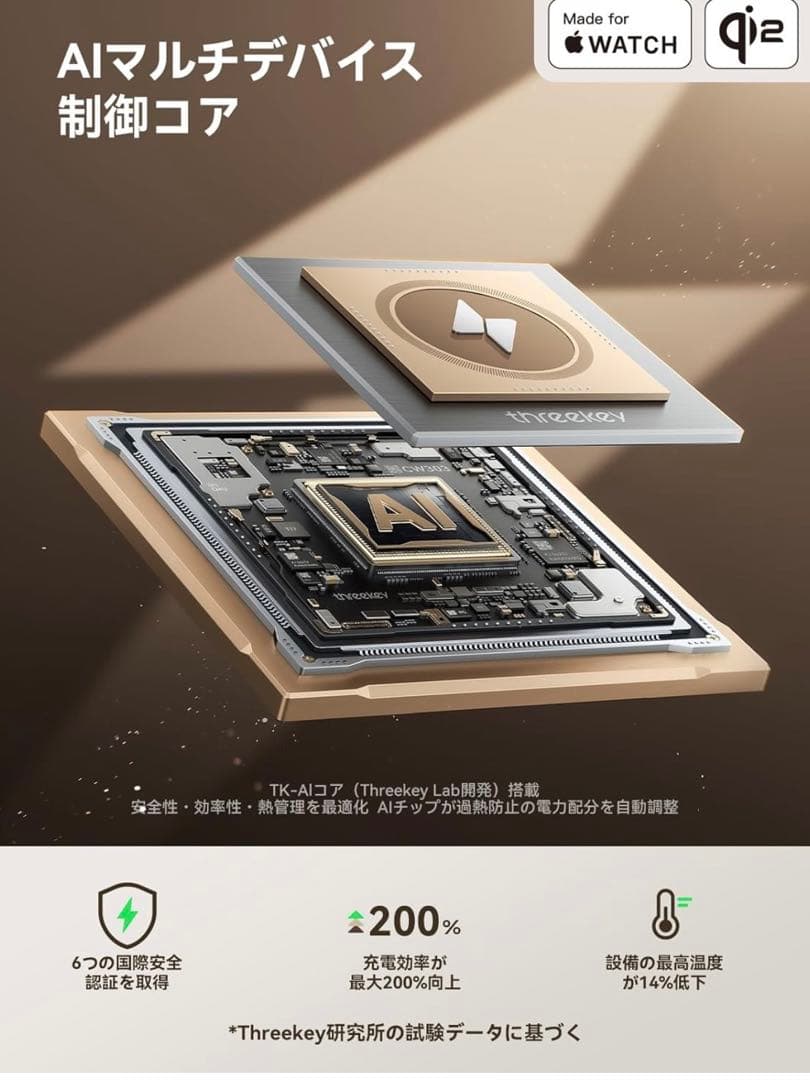 新品 THREEKEY 4in1 MFI PSE認証 ワイヤレス充電器 おしゃれ