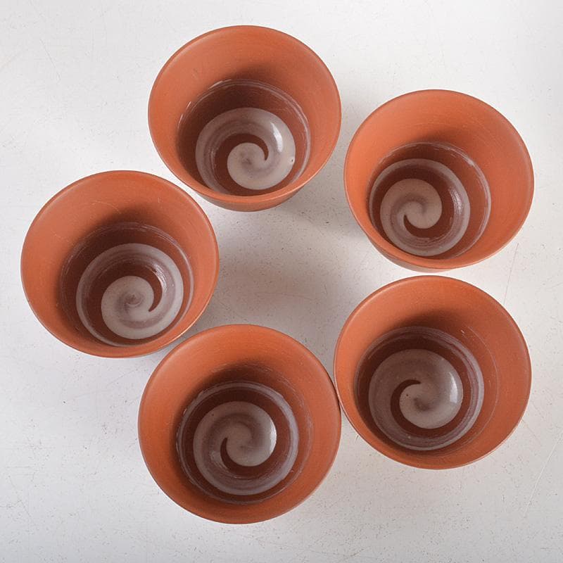 朱萬古焼　白雲陶園　朱泥　急須　湯冷　煎茶碗五客　煎茶器揃　共箱　6203C