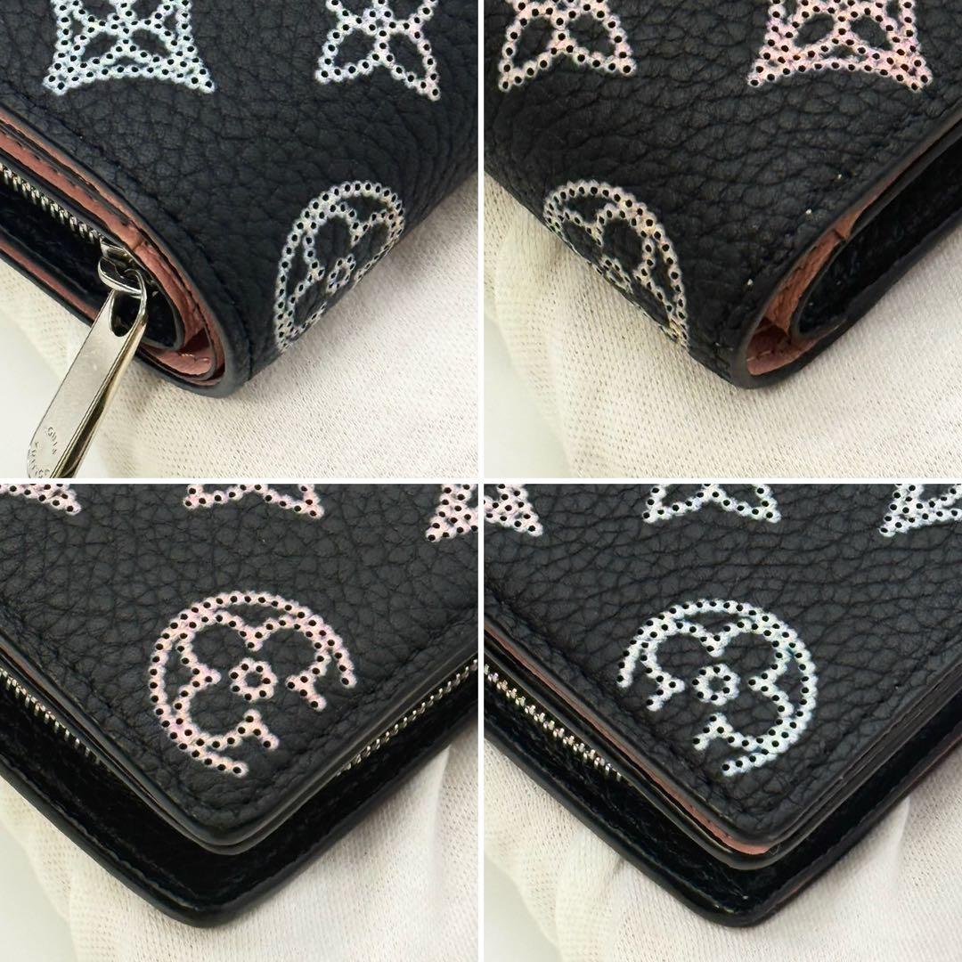 極美品 希少✨ルイヴィトン マヒナ フライトモード クレア 二つ折り財布黒ピンク