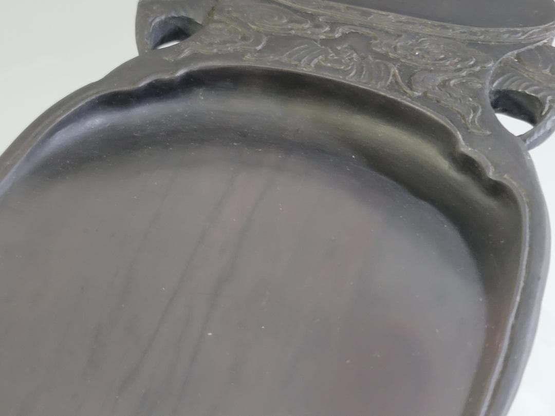 DT584 中国 文房具 端渓壷形 硯 唐木箱付