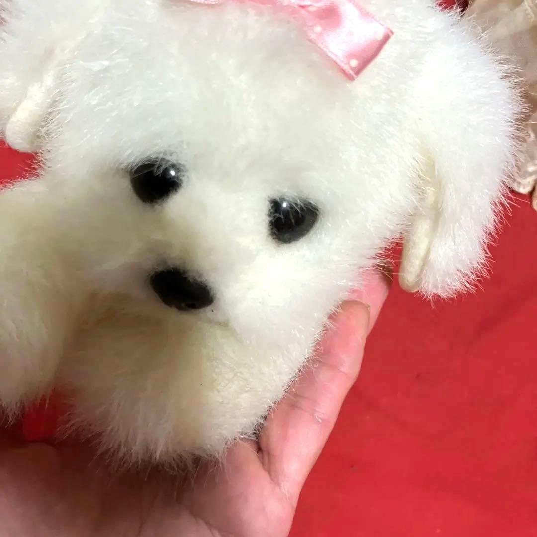 マルチーズぬいぐるみ　犬　白い犬　子犬　わんちゃん　レトロぬいぐるみ犬　リアル