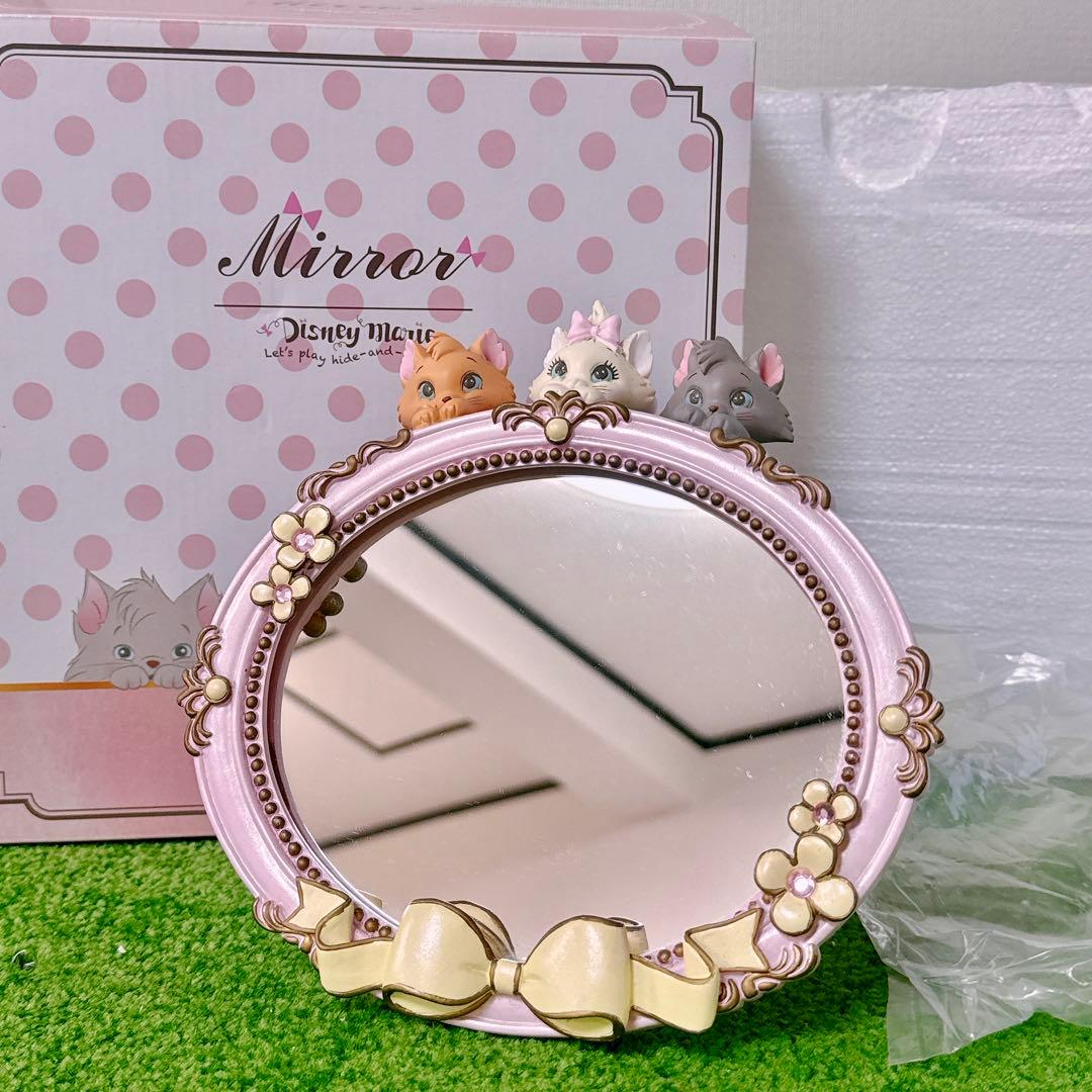 ディズニー　おしゃれキャットマリー　鏡　ミラー　陶器　置物　フィギュア