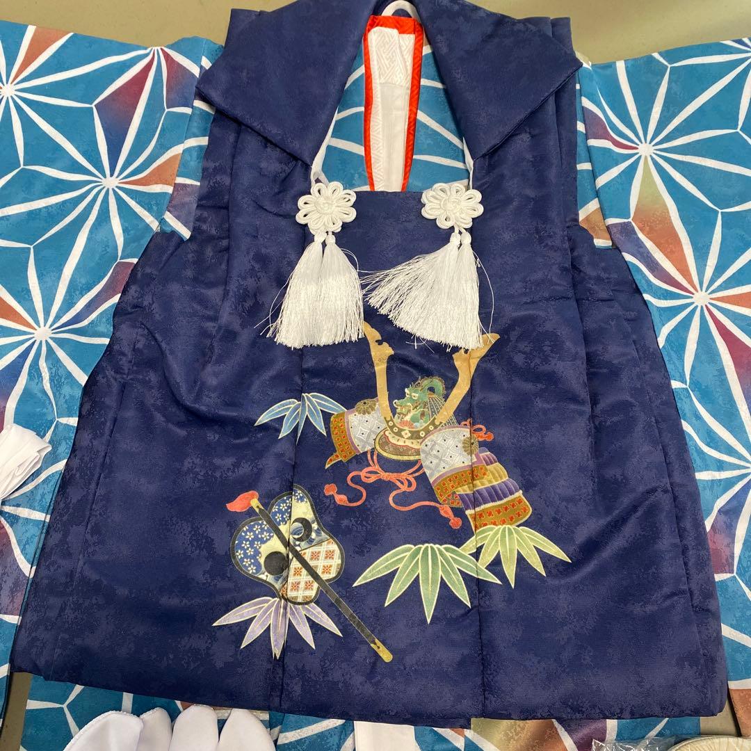 【七五三】3歳　男の子　被布コートセット　子供用衣装 紺色 花柄