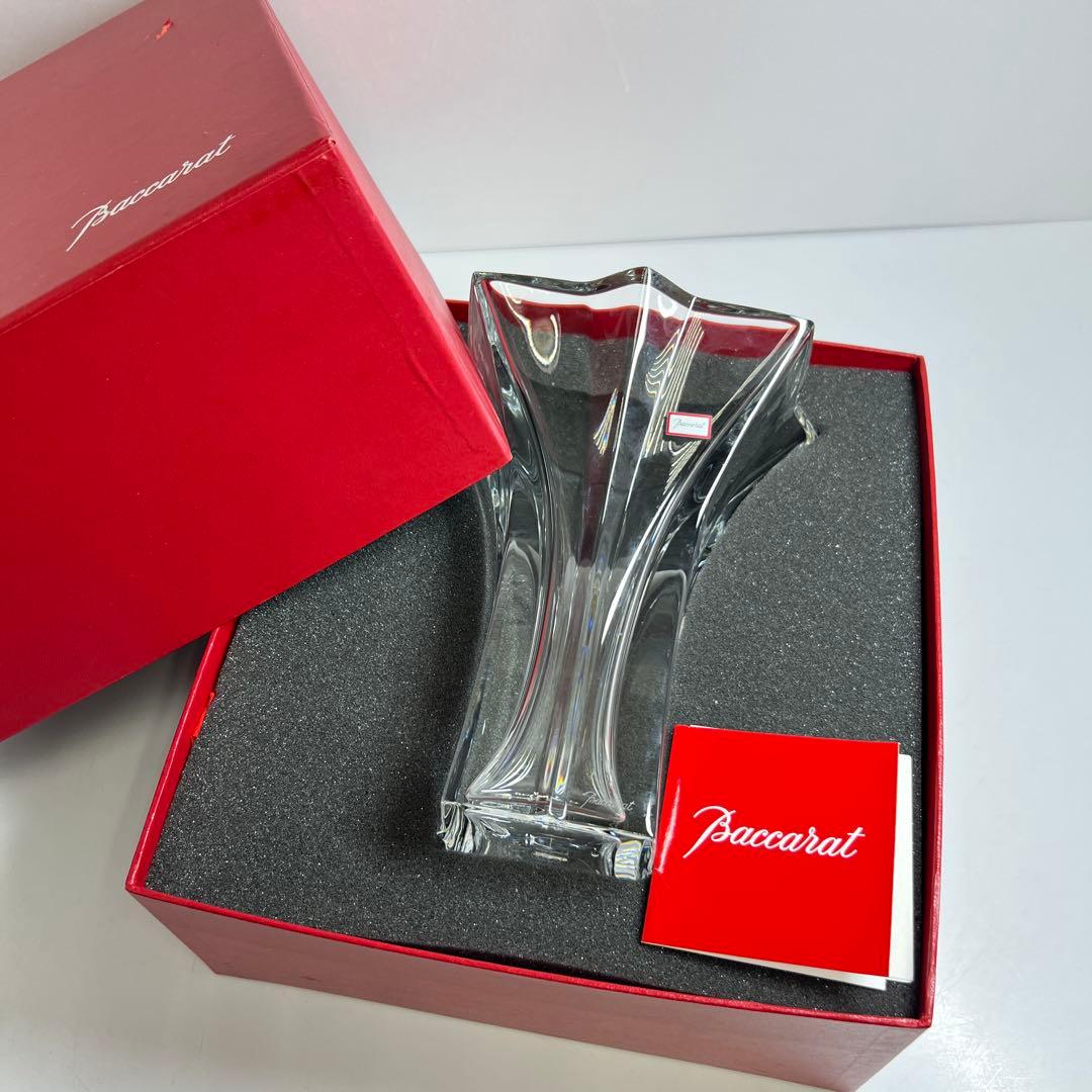 ☆洋3 バカラ　大花瓶　共箱　高さ約20㎝　東Y7-1020④