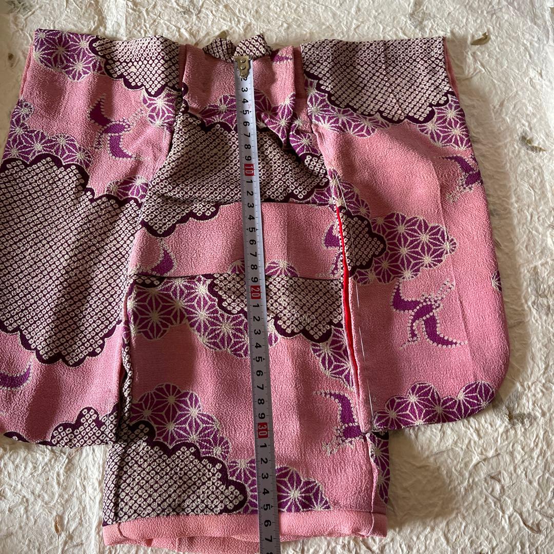 古布縮緬　人形の着物　12号　桃色　2612501