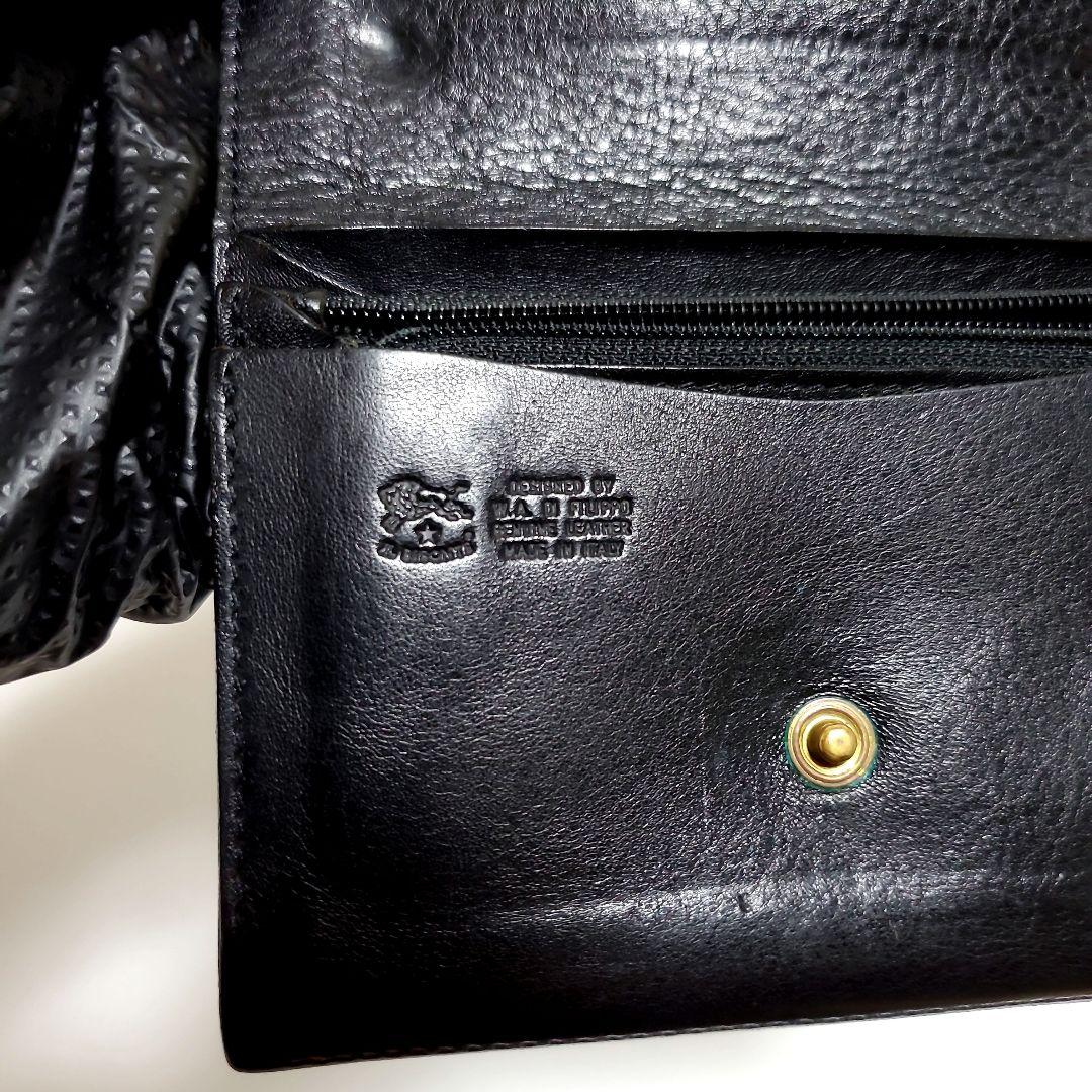 正規品　IL BISONTE　イルビゾンテ　二つ折り財布　ブラック　良品フラップ