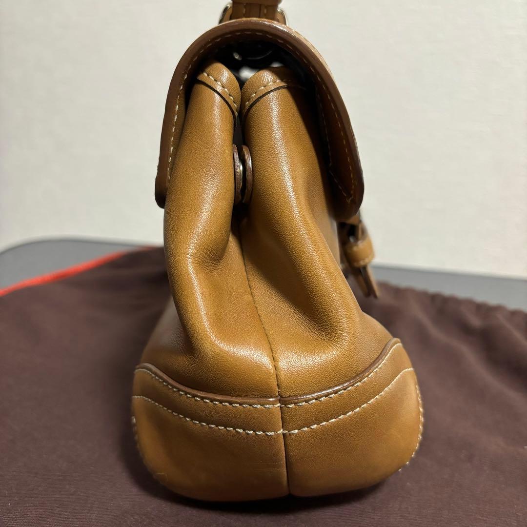 COACH ブラウンレザー ハンドバッグ 付属巾着袋つき