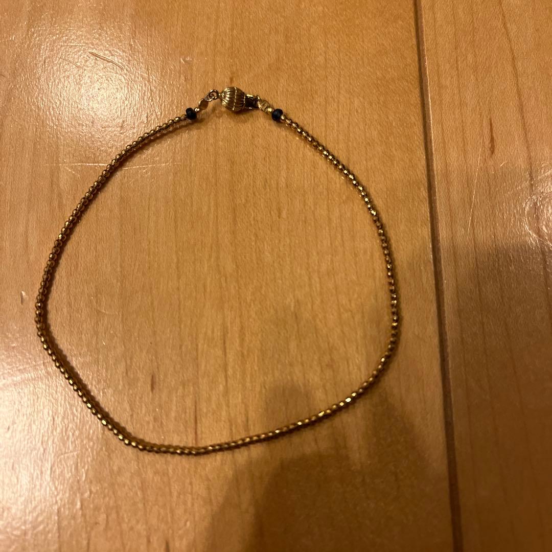 長期保管品 AHKAH K18YGサファイア　アンクレット