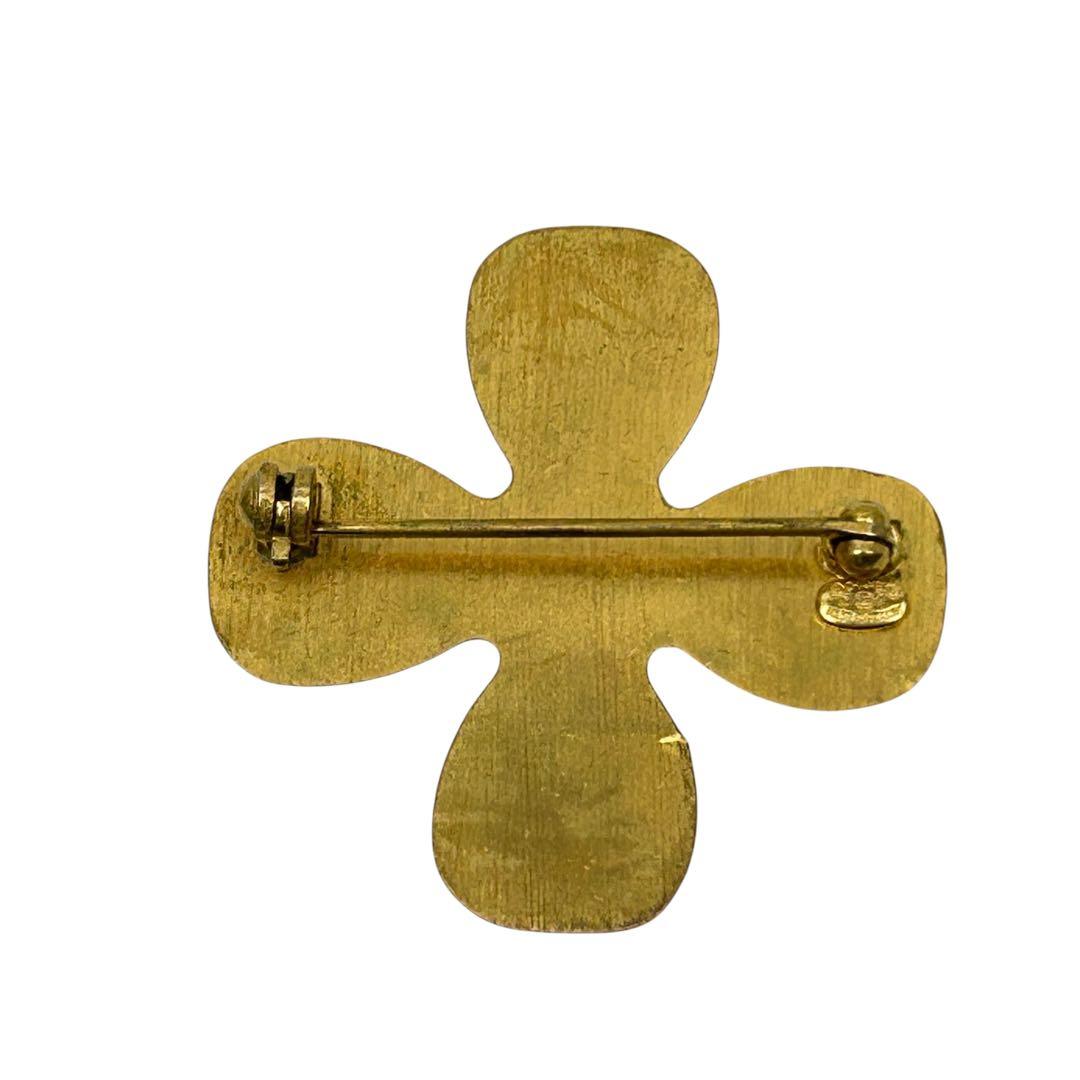 CHANEL シャネル ゴールド ココマーククローバーラインストーン ブローチ