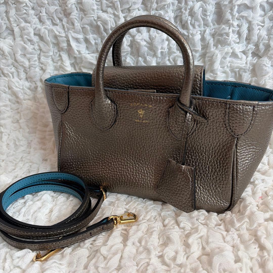 ADMJ マイクロミニトートバッグ 2wayショルダー ブロンズ　ブルー