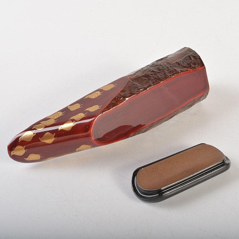 茶道具　平安光阿弥造　蜑小舟香合　雪能花月裳清見屋田子浦　共箱　V　6790