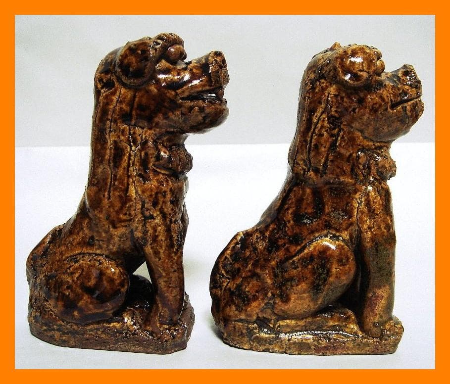 915『獅子狛犬 阿吽一対』　/骨董品 古美術 古道具 アンティーク