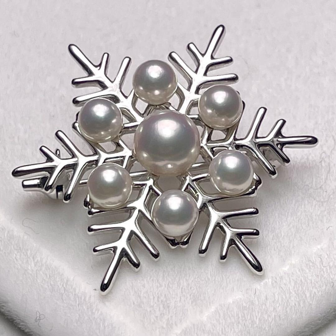 【MIKIMOTO/ミキモト】アコヤパール スノーフレーク 雪の結晶 ブローチ