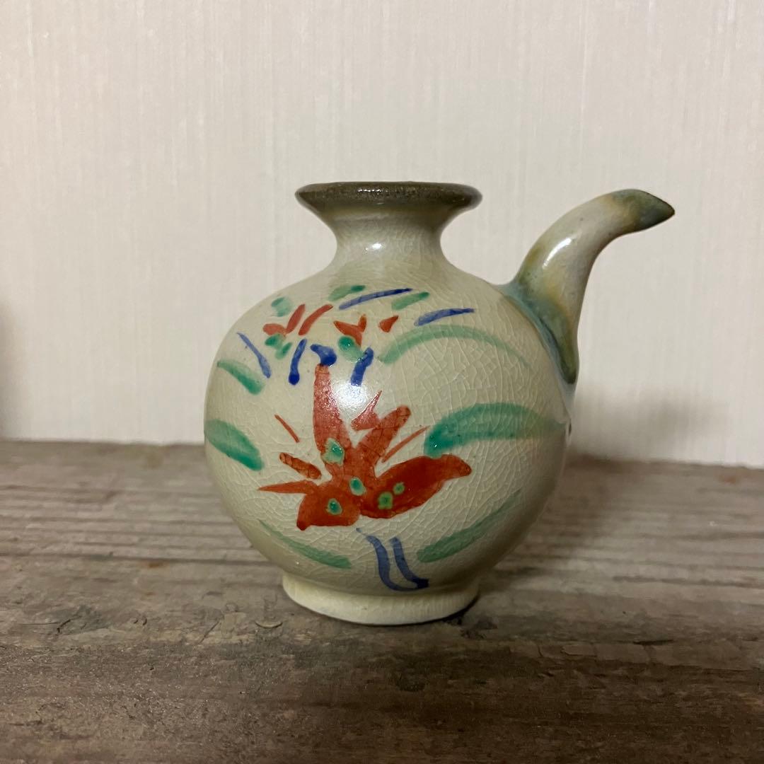 壺屋焼　小橋川ツル子　三代仁王　赤絵　水滴