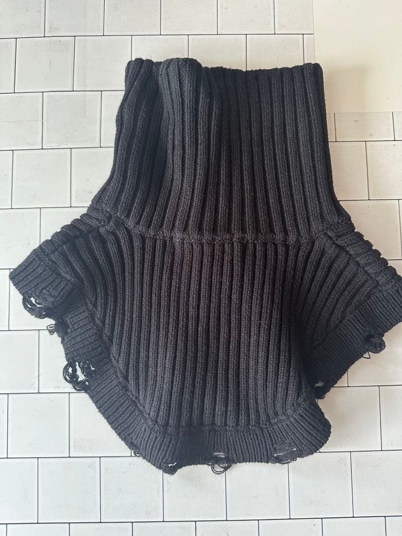 GRANCY 付け襟ネックウォーマー 2点セット ブラックホワイト