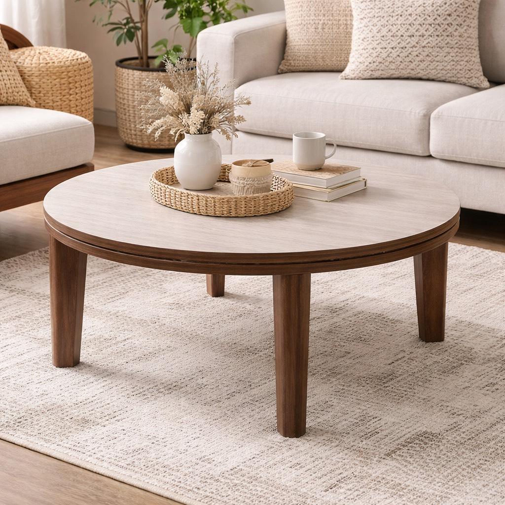 フォロー割【新品】Φ80cm　天板リバーシブル カジュアルこたつ　オールシーズン