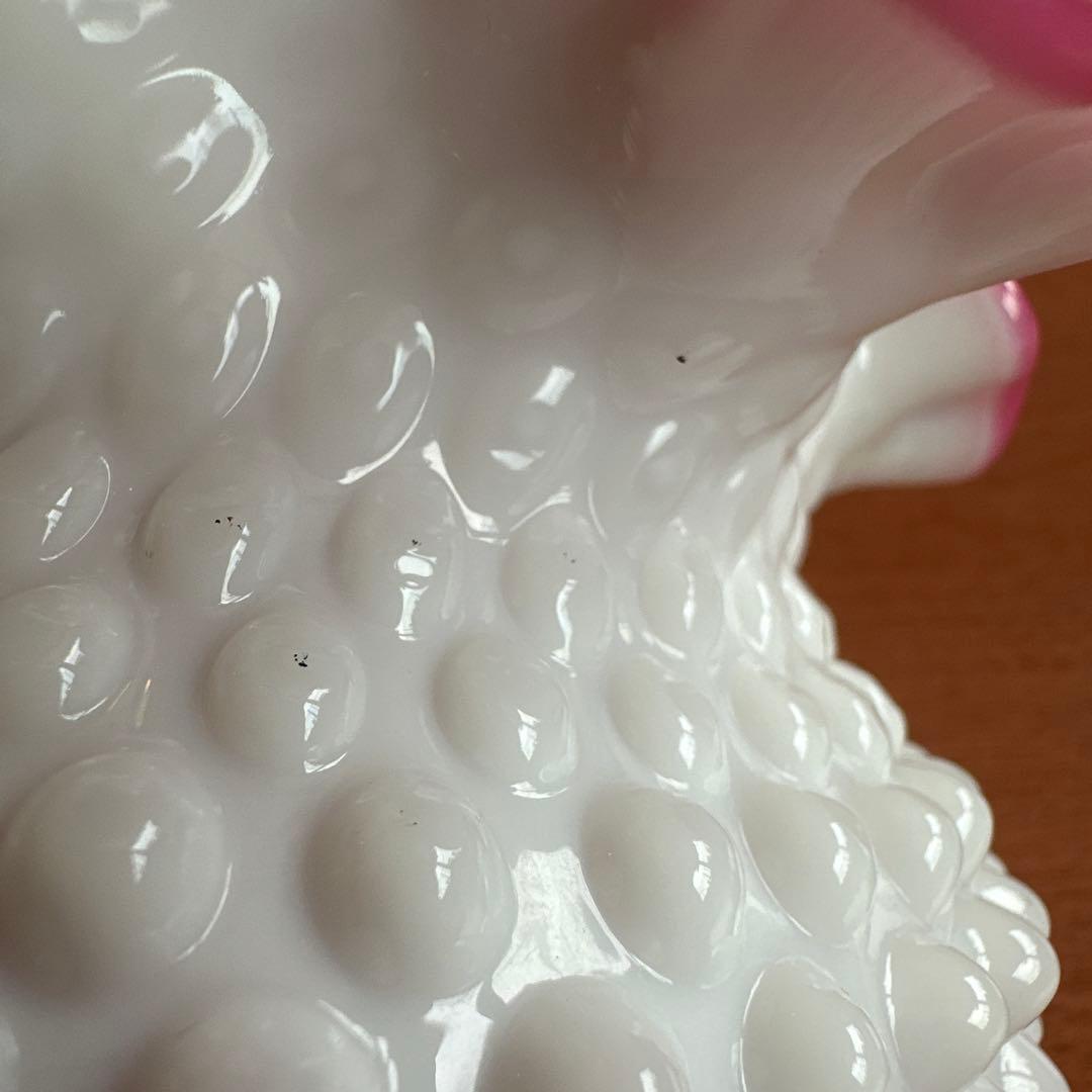 フェントン ミルクガラス ボブネイル ピーチブロウ 13×14cm 極美品