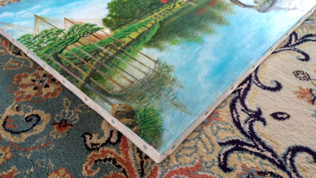 「秋の兼六園」F10 油絵 絵画 風景画 油彩画 額縁 原画